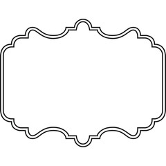 Ornate Decorative Empty Frame With Black Border On Transparent Background Elegant Label Shape For Text And Design Elements With Intricate Curves and Swirls