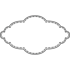 Ornate decorative frame with dashed outline and scalloped edges creating a classic ornamental border for text or design elements isolated on white background