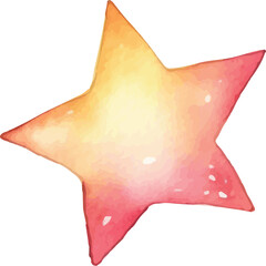 Watercolor Starburst With Golden Yellow To Pink Gradient And Subtle Sparkles Isolated On Transparent Background © Lena
