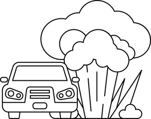 A car is shown with smoke coming out of it