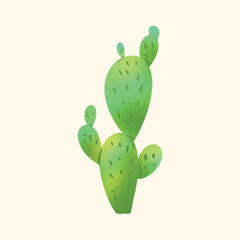 Illustration watercolor of an Prickly Pear Cactus