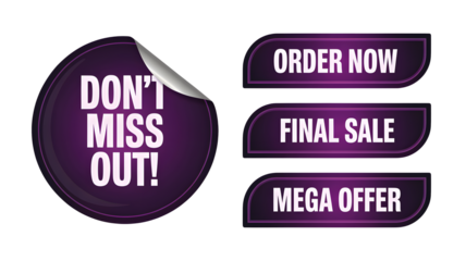 Purple promotional graphic with order now final sale and mega offer text on black background