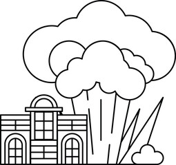 A building with a window and a tree in front of it