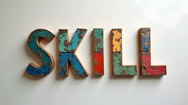 Develop your skills with vibrant, colorful wood lettering for business and personal development learning