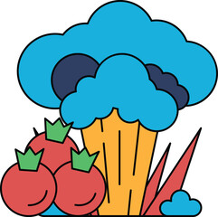 A drawing of a cloud with a bunch of vegetables in it