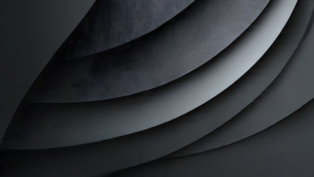 ia generated. Abstract design with overlapping wavy shapes in dark gray and black tones, creating modern texture and visual depth.
