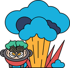 A picture of a cloud with a pot of food on top of it