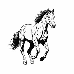 Majestic horse galloping gracefully across the open field with flowing mane.