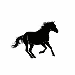 Silhouette of a Galloping Horse with Flowing Mane and Tail.
