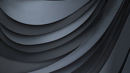 ia generated. Abstract design with overlapping wavy shapes in dark gray and black tones, creating modern texture and visual depth.