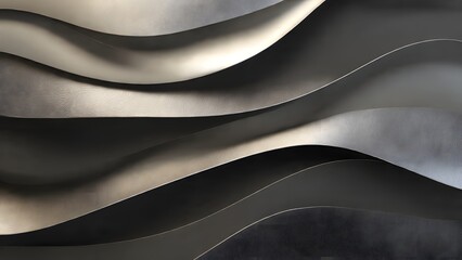 ia generated. Abstract design with overlapping wavy shapes in dark gray and black tones, creating modern texture and visual depth.