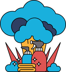 A cartoon of a woman spraying a cleaning solution on a dirty surface