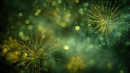 Fototapeta premium A mesmerizing display of emerald fireworks, painted across the canvas of the night sky in vibrant hues.