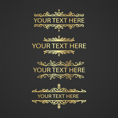 Set of Vintage decorative Golden lines. Text dividers. Line border. Lines separators, Borders, Set of various doodle style line dividers and arrow icons for design