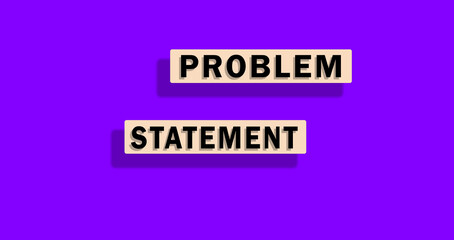 problem statement, business, financial concept for business planning. Brown rectangular blocks on purple background. Copy space. 3D rendering .