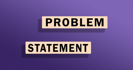problem statement, business, financial concept for business planning. Brown rectangular blocks on deep purple background. Copy space. 3D rendering .