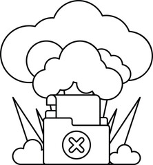 A white background with a cloud and a file cabinet with an X on it