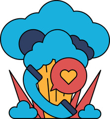 A drawing of a phone with a heart on it