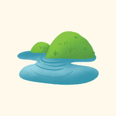 Illustration watercolor of an island