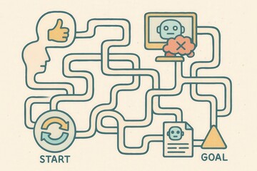 Fototapeta premium Navigating the Path to Success Through Critical Thinking and Digital Interaction Enhancing Decision Making Processes in Technology and Cognitive Engagement