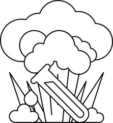 A black and white drawing of a cloud with a lab tube sticking out of it