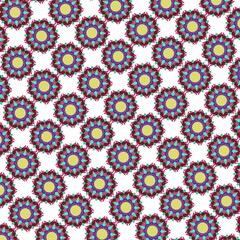 seamless floral pattern, A colorful geometric mandala pattern repeating seamlessly on a background, perfect for print, packaging and wallpaper designs.