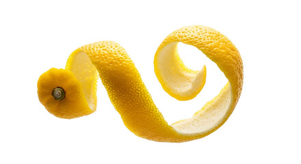 Fresh vibrant yellow lemon peel, curled, perfect for garnish