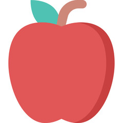 Red Apple with Green Leaf and Brown Stem Isolated on Transparent Background Simple Vector Illustration Graphic Design Element for Healthy Food Concepts and Education
