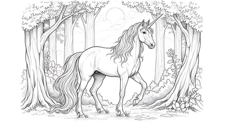 Sketch of Horse Standing in Nature
