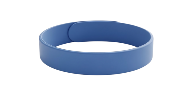 A simple blue wristband, often used for events, identification, or as a fashion accessory, isolated on transparent background - Powered by Adobe