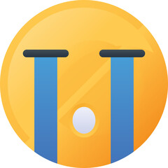 Yellow Circle Emoji With Blue Tears And Open Mouth Expressing Sadness And Sorrow With Transparent Background Flat Vector Illustration