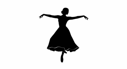 Graceful silhouette of a ballerina in a classic dance pose, elegant and poised.