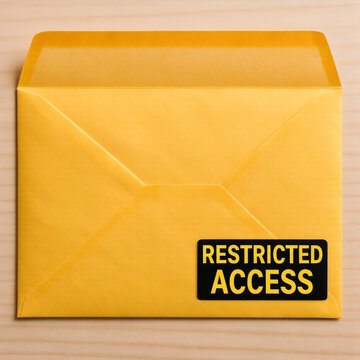 Yellow envelope with restricted access label symbolizing controlled or private information