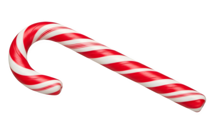 Classic red and white striped candy cane on a black background