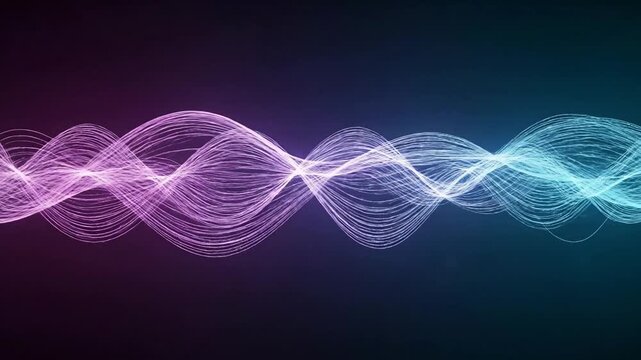 Abstract Digital Sound Waveform Animation with Gradient Purple and Blue Lighting Effect