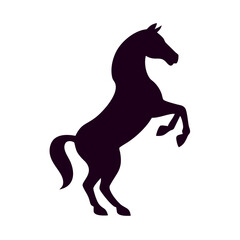 Black purple rearing horse silhouette on white background