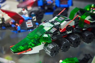 Naklejka premium Moscow, Russia. - June 23, 2025: Lego construction kit, old models. Collection of the famous toy series