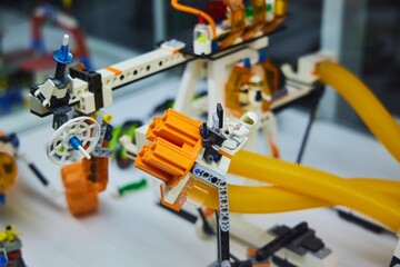 Naklejka premium Moscow, Russia. - June 23, 2025: Lego construction kit, old models. Collection of the famous toy series