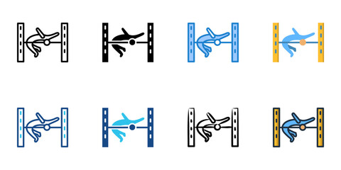 High Jump Bar icon set multiple style vector collection 
