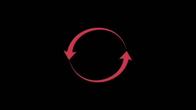 Dynamic red arrows endlessly rotating on a seamless.  Dynamic looping arrows in motion showcase circular process flow video