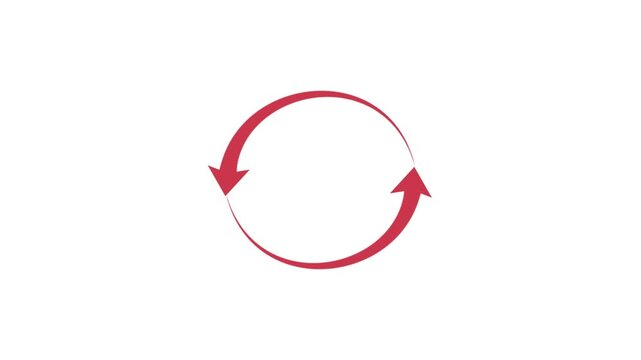 Dynamic red arrows endlessly rotating on a seamless.  Dynamic looping arrows in motion showcase circular process flow video