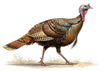 Turkey Illustration: A detailed illustration showcases the distinctive features of a turkey, a common bird species, in a serene, nature-inspired setting.