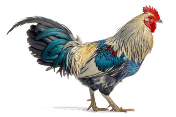 Regal Rooster: A striking rooster displays vibrant plumage and proud posture, a symbol of rural charm and natural beauty. 