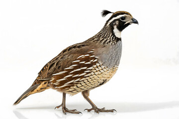 Quail in Focus: A stunning, vibrant quail stands proudly in this portrait. The elegant avian exhibits detailed plumage, and regal stature, and encapsulates the magnificence of nature.