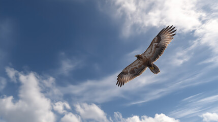 Eagle Soaring in Clear Blue Sky, Representing Freedom and Power, for Wildlife Images and Natural Landscape Inspirational Backgrounds