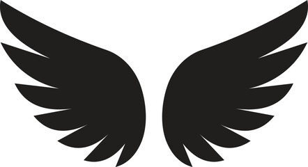 Graphic wings symbol set for logo or design element.