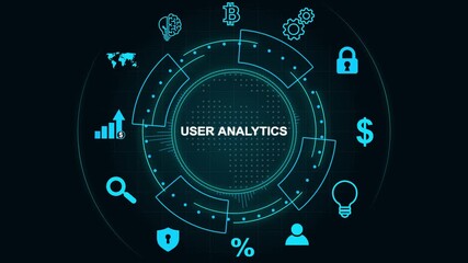Futuristic User Analytics Dashboard Interface Technology, Internet and network concept, Tech Performance Panel , Digital Data Analytics HUD 4k video . - Powered by Adobe