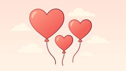 Heart shaped balloons floating in sky