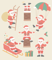 귀여운 산타클로스 캐릭터 일러스트레이션 세트