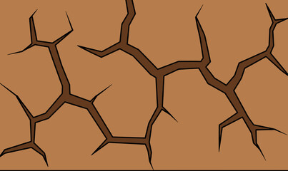 Cracked dry ground illustration with brown and dark brown colors.